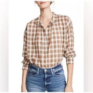 Nili Lotan Brown Checkered Top